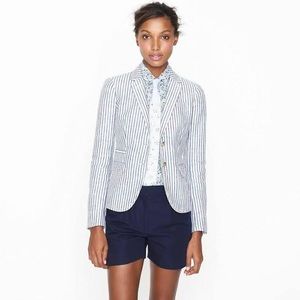 Jcrew Linen Blue and White Striped Blazer